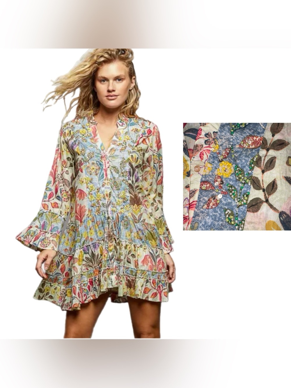 POL Beaded Tunic Dress Medium New Without Tags